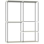 Armário de Roupa Aberto 142x43x185 cm Armário para Roupas com 4 Prateleiras de Tecido 3 Barras para Pendurar Creme