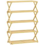Sapateira Estreita de Bambu Dobrável de 5 Níveis para Entrada Corredor Quarto 60x29x88 cm Madeira