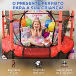 Trampolim para Crianças com Rede de Segurança e Estrutura de Aço para Interiores e Exteriores Carga 50 kg Ø163x190 cm Vermelho