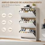 Sapateira de Madeira com 3 Compartimentos Abatíveis com Capacidade para 12 Pares 62,5x26x117,5 cm Branco e Madeira