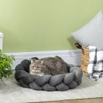 Cama para Cães Pequenos Lavável Cama para Animais de Estimação Redonda com Almofada Independente 55x55x14 cm Cinza