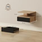 Conjunto de 2 Mesas de Cabeceira Suspensas com Gaveta Montadas na Parede 35x32x22,5 cm Carvalho e Preto