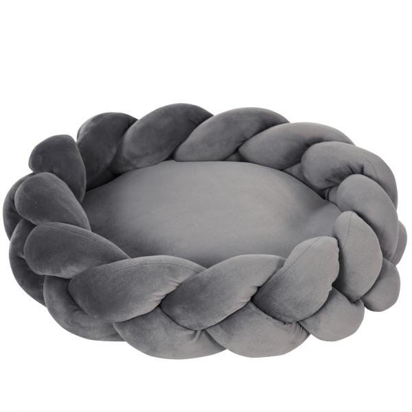 Cama para Cães Pequenos Lavável Cama para Animais de Estimação Redonda com Almofada Independente 55x55x14 cm Cinza