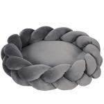 Cama para Cães Pequenos Lavável Cama para Animais de Estimação Redonda com Almofada Independente 55x55x14 cm Cinza