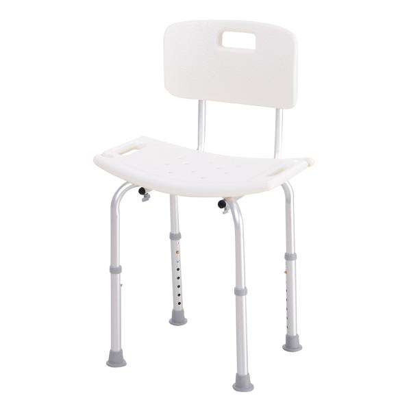 Cadeira para Duche Antiderrapante com Altura Ajustável em 8 Níveis Cadeira de Banho 50,6x43x71 - 88 cm Branco