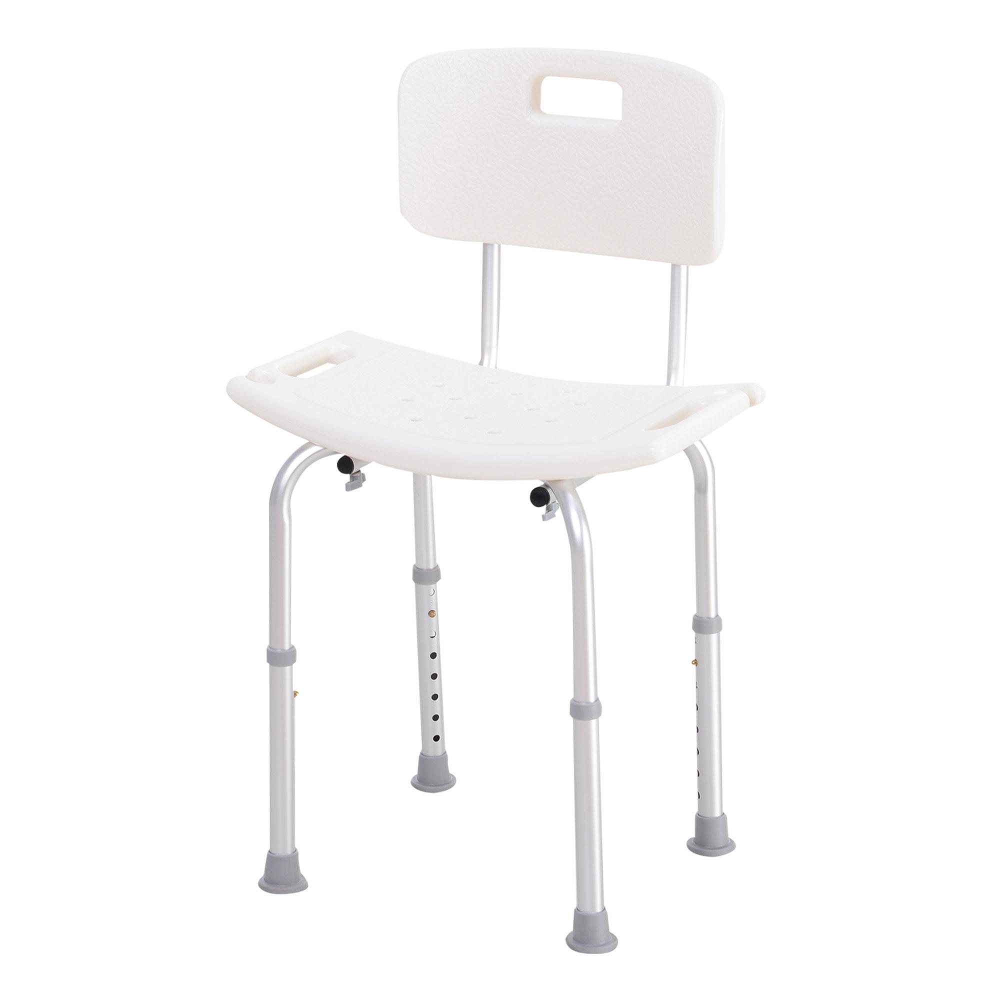 Cadeira para Duche Antiderrapante com Altura Ajustável em 8 Níveis Cadeira de Banho 50,6x43x71 - 88 cm Branco