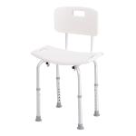 Cadeira para Duche Antiderrapante com Altura Ajustável em 8 Níveis Cadeira de Banho 50,6x43x71 - 88 cm Branco
