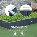 Horta Urbana Canteiro de Jardim em Aço com Luvas Incluídas, Floreira Retangular para Cultivo de Plantas e Flores para Terraço e Varanda Exterior 174x90x30 cm Cinzento