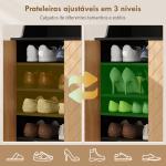 Sapateira para Entrada com Prateleiras Ajustáveis para 15 Pares de Sapatos 75x35x104 cm Preto e Madeira