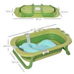 Banheira Dobrável para Bebé Recém Nascido até 3 Anos 50L com Almofada Confortável e Pés Dobráveis 80x53,9x20,8cm Verde