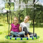 Baloiço para Crianças Redondo Baloiço de Jardim Infantil Ajustável Impermeável Carga 150kg Ø100x180 cm Preto e Azul