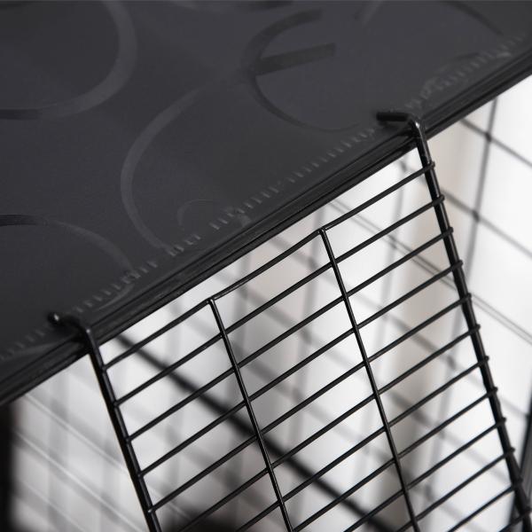 Recinto para Animais de Estimação de 3 Níveis com Rampas e Desenho Personalizável 70x70x105 cm Preto