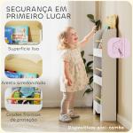 Estante Infantil de 3 Níveis Estante para Livros Infantil Desenho de Ursinho 55x15x110 cm Branco e Madeira