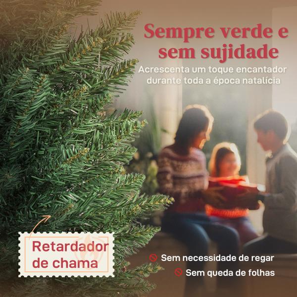 Árvore de Natal Slim 180 cm Árvore de Natal Artificial com 321 Ramos Suporte Metálico Decoração para Interior Verde