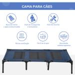 Cama para Animais de Estimação Cama Elevada para Cães Gatos com Tecido Transpirável para Dormir Relaxar Exterior Jardim Terraço 122x91x23cm Azul