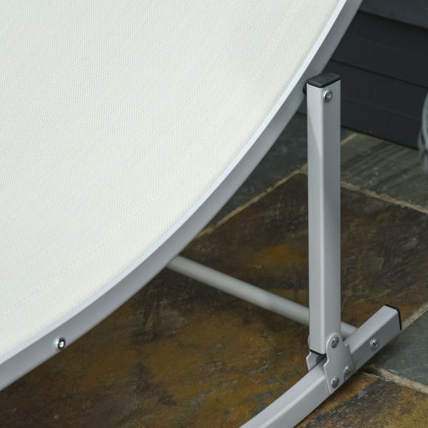 2 espreguiçadeiras ergonômicas dobráveis ​​em forma de S com estrutura de alumínio Textilene para jardim e varanda 165x61x63 cm Bege