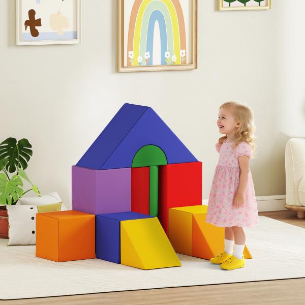 Conjunto de 11 Blocos de Espuma para Crianças Brinquedo de Aprendizagem para Crianças 1 - 3 Anos 50x50x25 cm Multicor