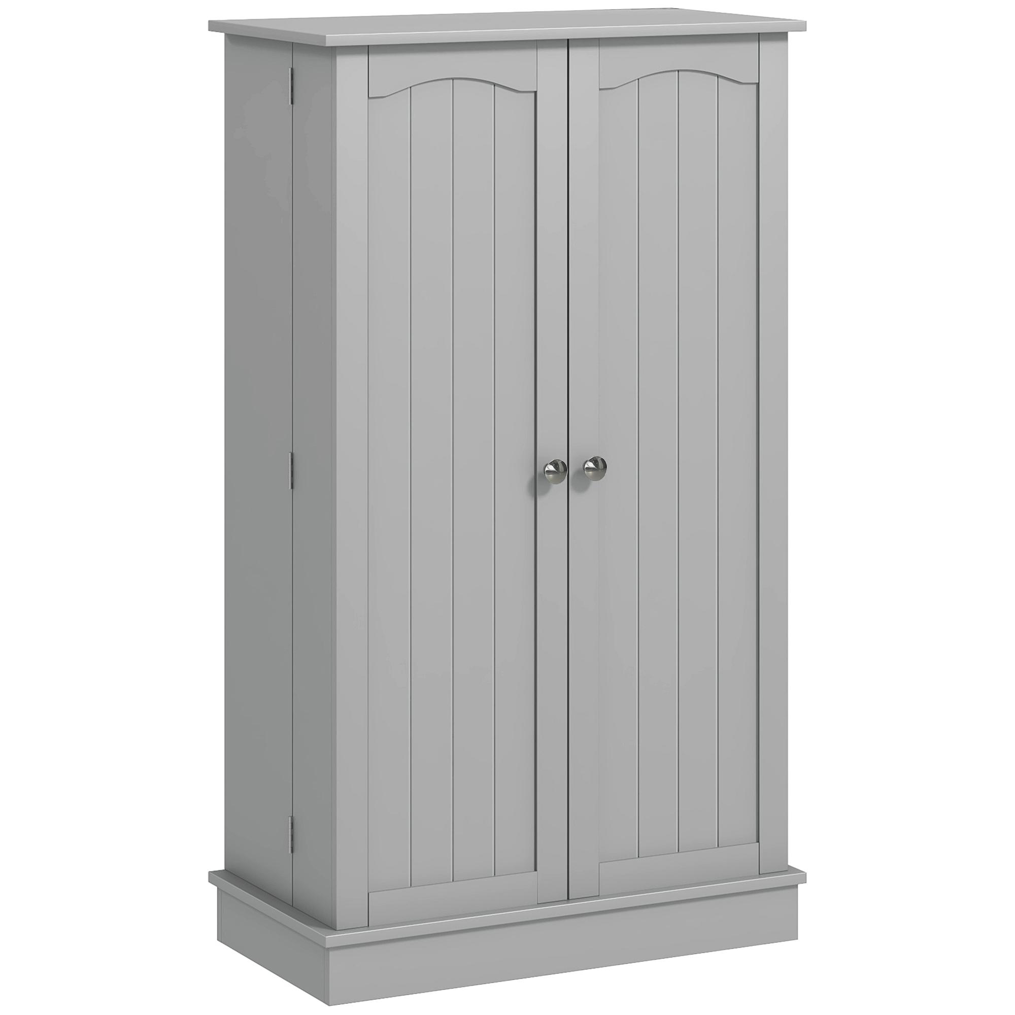 Armário de Cozinha Armário Despensa Cozinha com 2 Portas e 16 Prateleiras Armário Moderno 60x30x104 cm Cinzento