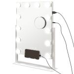Espelho de Maquilhagem Estilo Hollywood com Luzes 12 Lâmpadas LED 3 Modos de Iluminação e Entrada USB 36,5x8,5x45,5 cm Branco