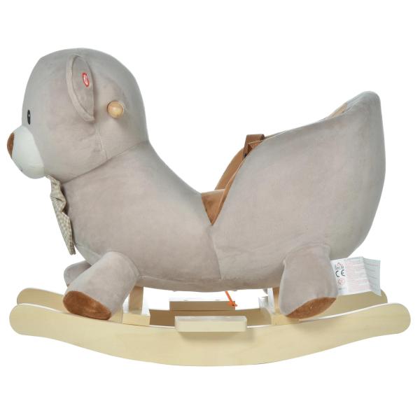Cavalo de balanço com forma de urso para bebê acima de 18 meses com som 60x33x50