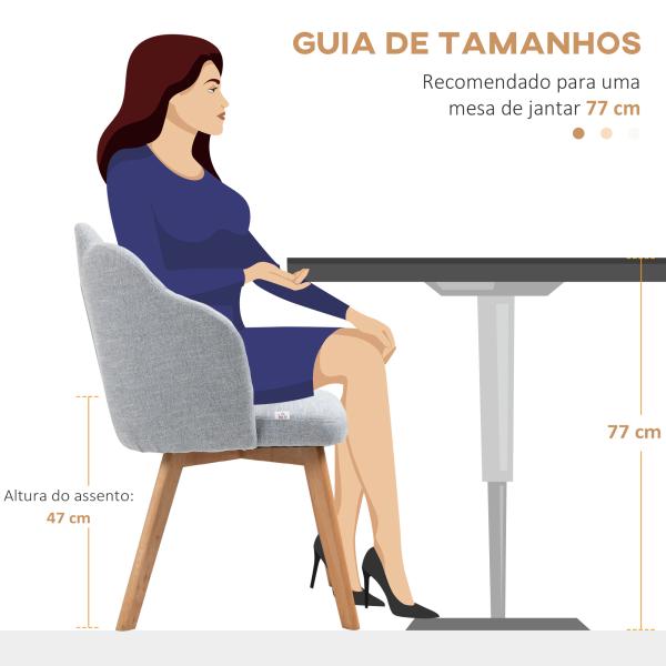 Cadeiras Sala de Jantar Estofada em Linho Sintético com Assento e Encosto Acolchoados Estilo Moderno 58x60x82 cm Azul Claro