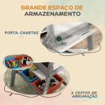 Cavalete para Crianças 3 em 1 Ardósia Dupla com Rolo de Papel Apagador e Caixas de Arrumação 51x50x108 cm Cinza
