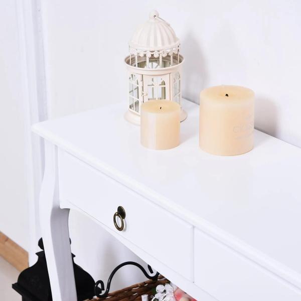 Mesa Tipo Consola para Sala de Estar Consola para Entrada com 2 Gavetas e Prateleira Inferior 100x33x75cm Branco