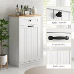 Móvel Auxiliar Casa de Banho Armário Casa de Banho com Gaveta Cesto para Roupa Móvel Casa de Banho Moderno 52x33x90 cm Branco