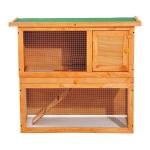 Coelheira de Exterior de Madeira para Animais Pequenos 2 Níveis com Rampa Teto Asfáltico e Porta com Trava 90x45x80 cm Madeira e Verde