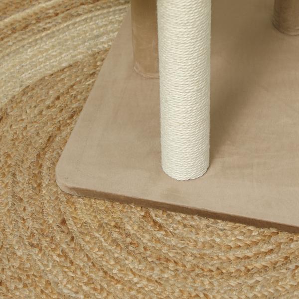 Arranhador para Gatos Arranhador para Gatos com Estofado em Borrego Plataformas Bola Suspensa e Poste de Juta 56x54x86 cm Marrom