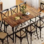 Mesa de Refeição Retangular para 6 - 8 Pessoas Mesa de Cozinha Industrial com Pés de Metal 180x80x75,5 cm Castanho Rústico