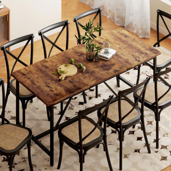 Mesa de Refeição Retangular para 6 - 8 Pessoas Mesa de Cozinha Industrial com Pés de Metal 180x80x75,5 cm Castanho Rústico