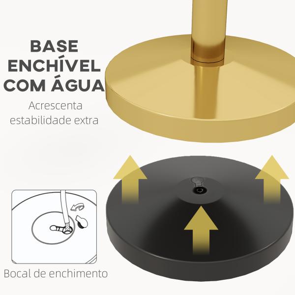 Conjunto de 2 Postes Separadores em Aço Inoxidável com Corda de Veludo Vermelho de 1,5 m e Base Preenchível Dourado