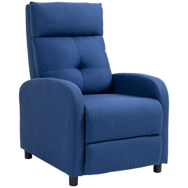 Poltrona Relax Reclinável até 155° Poltrona Reclinável Manual para Pessoas com Altura Inferior 195 cm 67x87x98 cm Azul Escuro