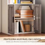 Estante para Livros Estreita Estante com Armário com Prateleira Ajustável 60x30x149,5 cm Branco e Castanho