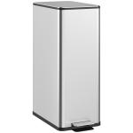 Caixote do Lixo de Cozinha 20 L em Aço Inoxidável com Tampa de Fecho Suave, Pedal e Balde Amovível, Prateado
