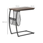 Mesa Auxiliar para Sofá e Cama em Forma de C com Bolso de Armazenamento Mesa Lateral de Estilo Industrial 52x35x64,5cm Marrom Rústico
