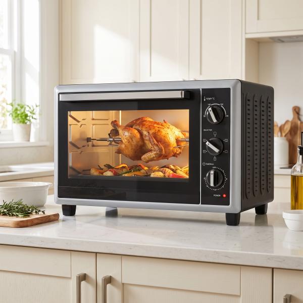 Mini Forno Elétrico de Bancada 46 L com Convecção Espeto Giratório e Temporizador 1800 W