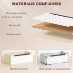 Cómoda com 4 Gavetas de Tecido Frentes com Padrão de Diamante Móvel de Arrumação 59,5,5x30x92,5 cm Madeira e Branco