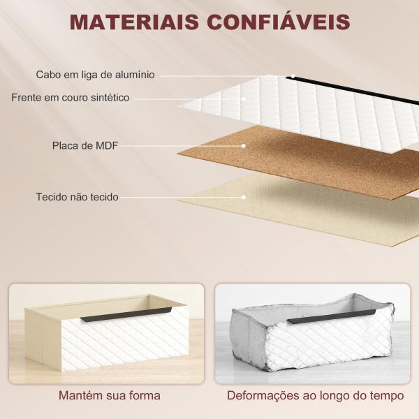 Cómoda com 4 Gavetas de Tecido Frentes com Padrão de Diamante Móvel de Arrumação 59,5,5x30x92,5 cm Madeira e Branco