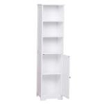 Armário de banheiro branco 5 níveis Prateleiras Coluna do banheiro com 3 prateleiras 1 porta de MDF e resistente à água 40x38x160cm