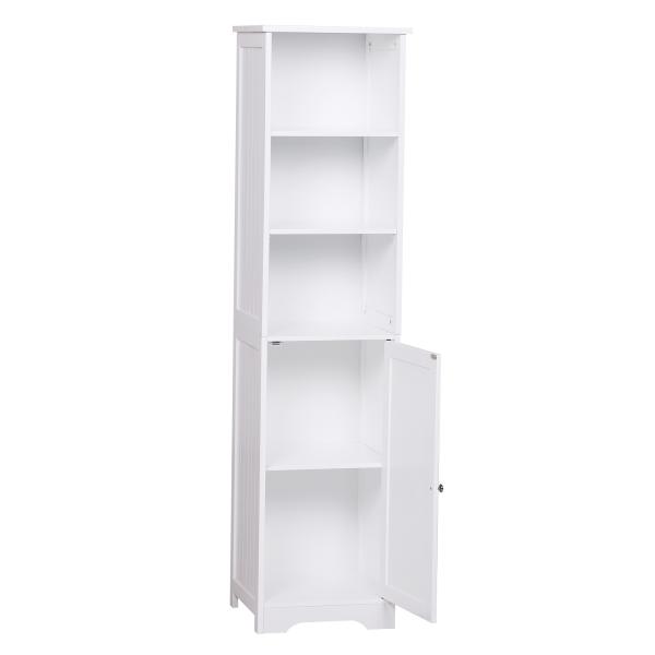 Armário de banheiro branco 5 níveis Prateleiras Coluna do banheiro com 3 prateleiras 1 porta de MDF e resistente à água 40x38x160cm