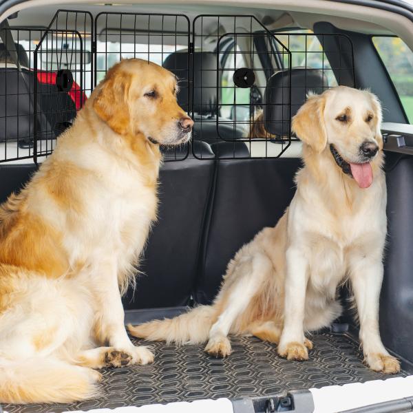 Grade de Segurança de Carro para Cães com Largura Ajustável Grade para Cães de Carro Dobrável 93 - 150x42 cm Preto