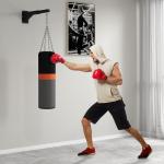 Suporte para Saco de Boxe de Parede com Distância Ajustável de 45 - 65 cm Gancho Giratório de 360° e Correntes Preto