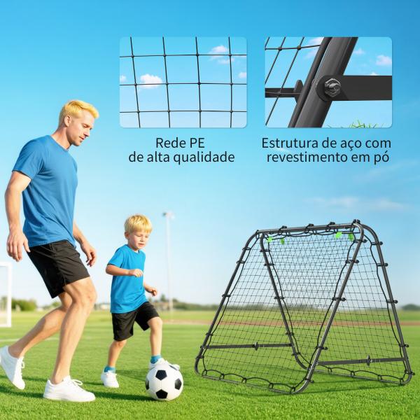 Rede de Rebote Dobrável para Treino Desportivo Ajustável em 5 Níveis de Ângulo com Tubo de Aço 100x95x90 cm Preto
