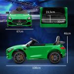 Carro Elétrico para Crianças Carro Mercedes - Benz AMG GTR com Bateria 12V Faróis Buzina e Música 108x67x46 cm Verde