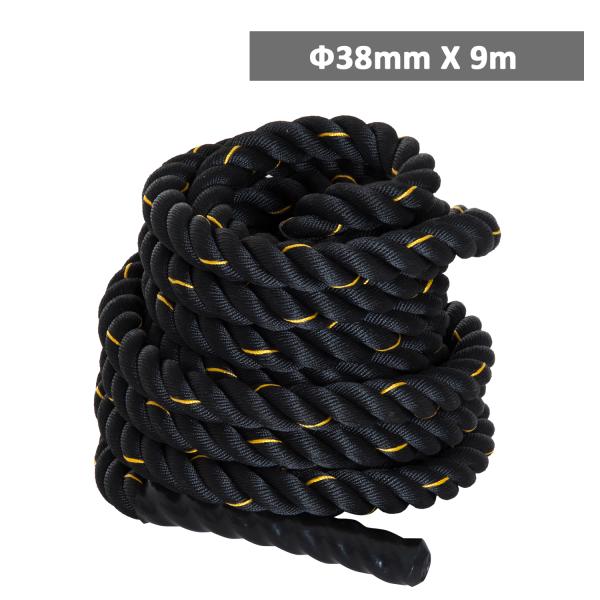 Corda de Batalha Ø38 mm Comprimento 9 m Battle Rope para Exercícios Fitness Crossfit Ultra - Resistente Preto e Amarelo