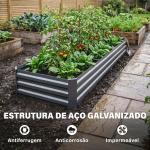 Floreira Exterior Grande Retangular em Aço Galvanizadocom Base Aberta 240x60x30 cm Cinzento Escuro