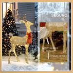 Reno Luminoso de Natal Decoração de Natal com 137 LEDs Branco Quente Iluminação Natalícia 66x25x135 cm Dourado