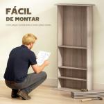Estante Estreita para CDs e DVDs com 8 Compartimentos e Prateleiras Ajustáveis 58x24x126,3 cm em Madeira